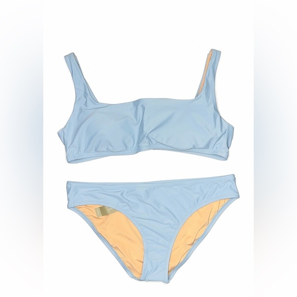 NWT J Crew Squareneck bikini top and bikini bottom Size Large Pale Seascape - Picture 2 of 6